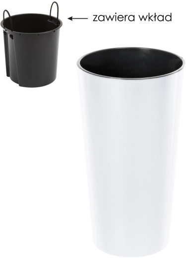 Květináč Lilia 25 cm bílý lesk s vložkou