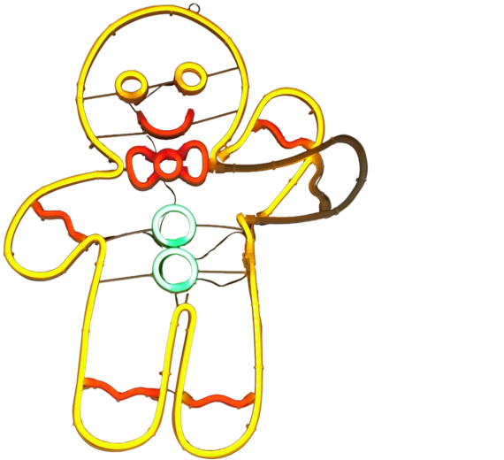 Vánoční LED neonová dekorace perníkový panáček - 1 kus