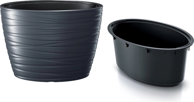 Oválný květináč s vkladem MAZE 58,5 cm antracit