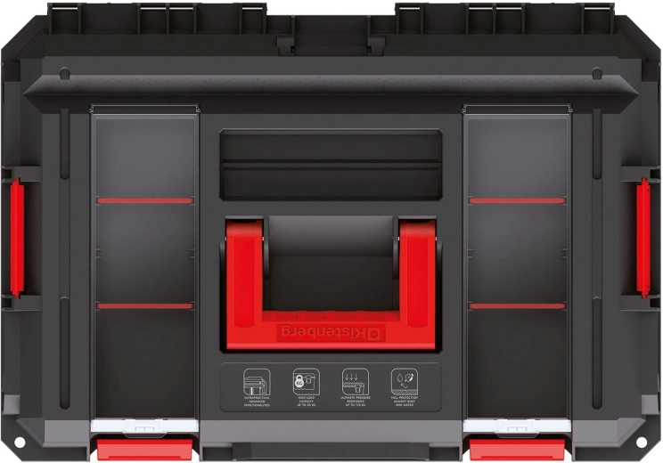 Víko s hliníkovými kolejnicemi jako pracovní stůl