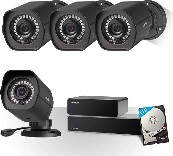 zmodo sada kamerového systému 4× 1080p s nvr a 1 tb diskem