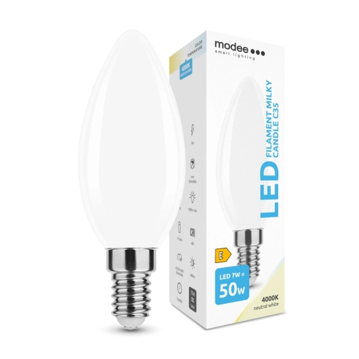 Modee Smart Lighting LED svíčka E14 7 W neutrální bílá mléčné sklo
