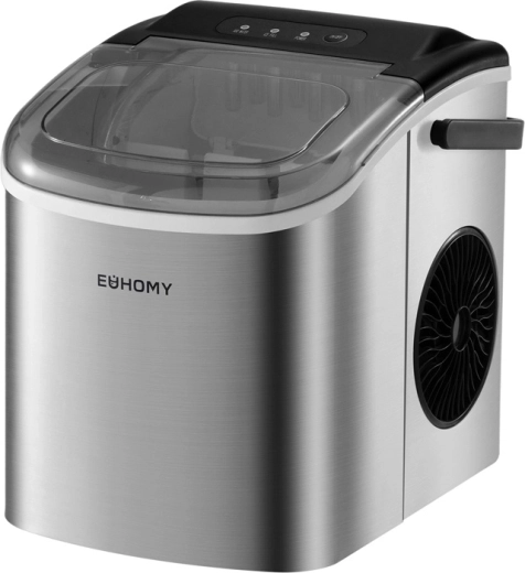Euhomy IM001 kompaktní výrobník ledových kostek 12 kg/den, 1,2 l (stříbrný)