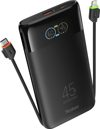 Yenkee powerbanka JetGo 20 000 mAh s integrovanými kabely