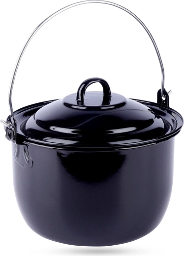 Závěsný smaltovaný maďarský kotlík s poklicí 3,8 l