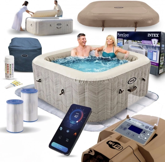 Nafukovací čtvercové spa pro 4 osoby 175 × 71 cm s hydromasáží INTEX