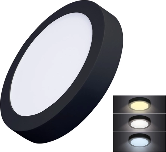 Solight přisazený LED mini panel CCT 18 W, kulatý, černý