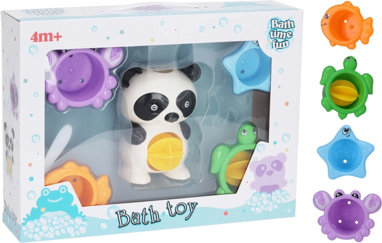 Hračka do vany panda s kelímky a příslušenstvím