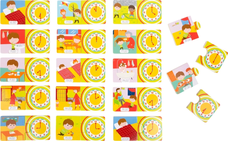 Vzdělávací puzzle dvojice: učení hodin pro děti