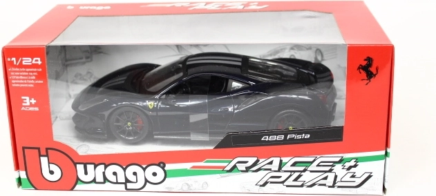 Bburago Ferrari 488 Pista modrá se stříbrnými pruhy 1:24
