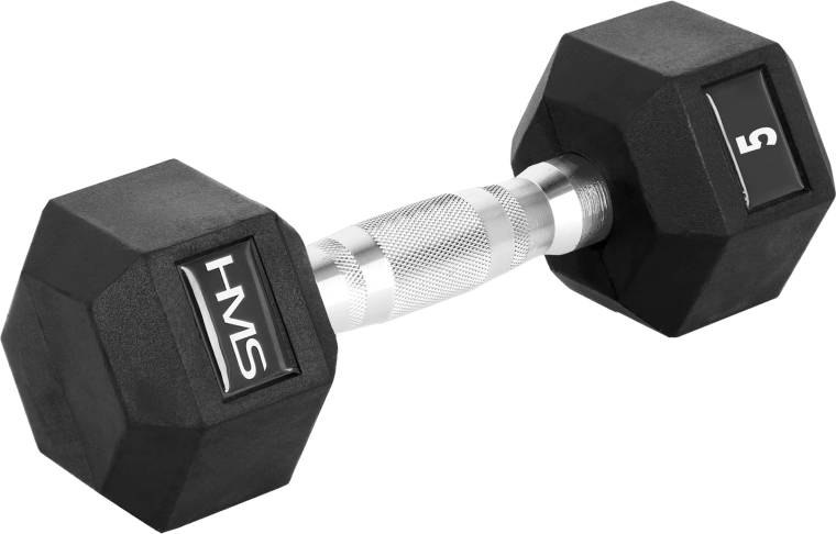 HMS hexagonální pogumovaná jednoručka HEX PRO 5 kg
