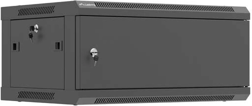 Nástěnná racková skříň 19" 4U 600 × 450 mm s kovovými dveřmi, černá – LANBERG WF01 (flat pack)