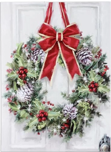 Dekorační svítící LED obraz na plátně Věnec 30 × 40 cm