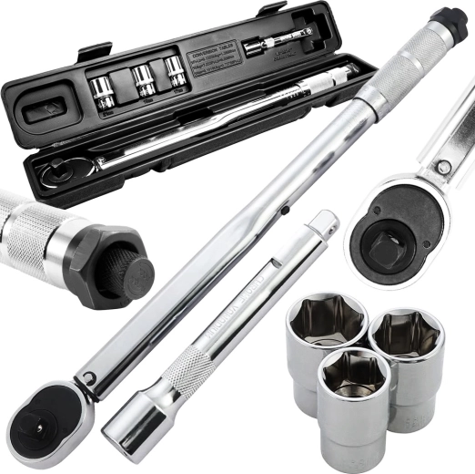 Sada momentového klíče 1/2'' 40–210 Nm s hlavicemi 17/19/21 a kufříkem