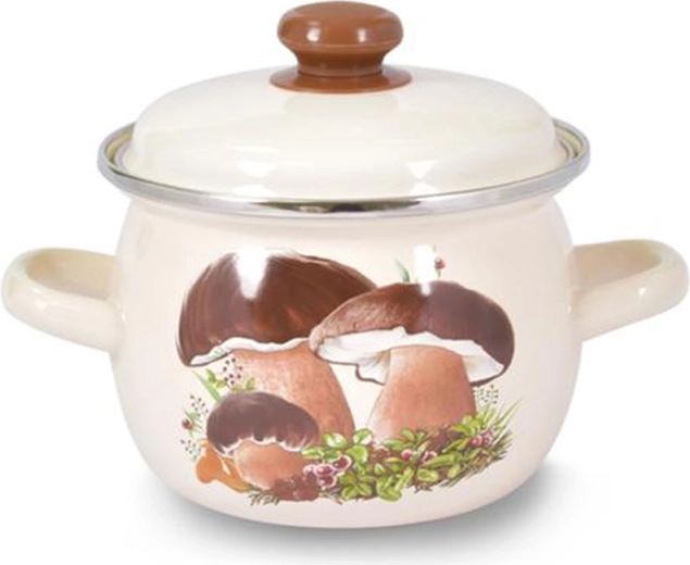 Smaltovaný hrnec s poklicí TORO 3,5 l s motivem hub