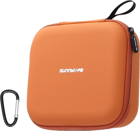 Kožené pouzdro Sunnylife se síťovanou kapsou pro DJI Neo 2, oranžové