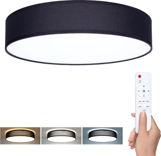 Solight LED stropní a nástěnné svítidlo Penley s dálkovým ovládáním, 48 W, 47 cm, černé
