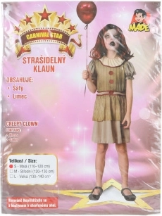 Karnevalové šaty strašidelný klaun pro dívky 110–120 cm