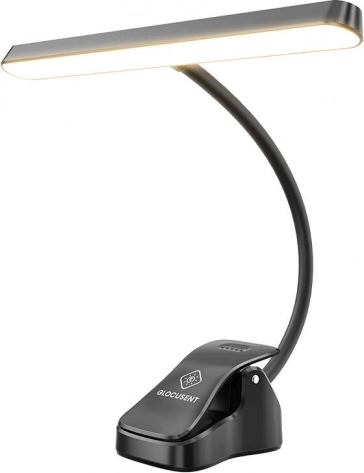 Bezdrátová lampa na notový pult GLOCUSENT s USB‑C a baterií 4000 mAh, černá
