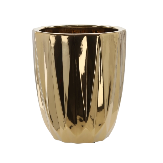 Keramický obal na květináč 30 × 30 × 36 cm – zlatý