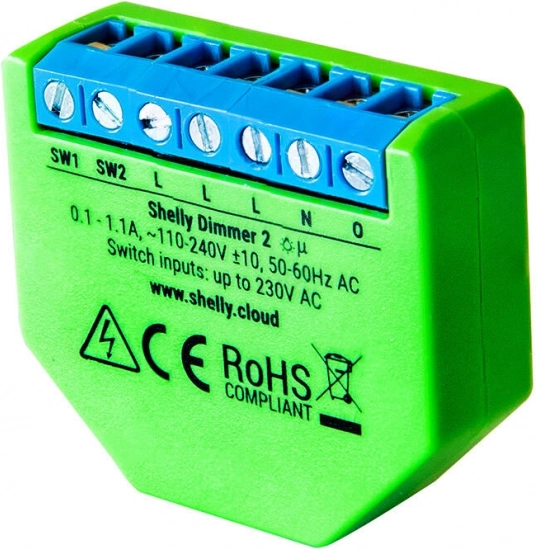 Shelly Dimmer 2 – chytrý Wi‑Fi stmívač 230 V bez nuláku