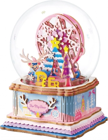 Veselé Vánoce - Hrací skříňka -  3D dřevěná stavebnice