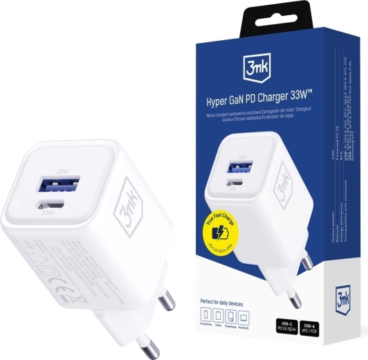 3mk Hyper Charger PD 33W GaN bílá síťová nabíječka
