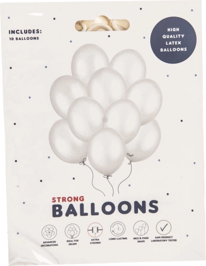Perleťové latexové balónky 27 cm - 10 ks – Bílá