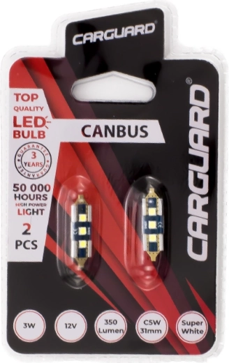 LED žárovka CARGUARD CANBUS Sofit C5W 31 mm 3 W 350 lm - 2 kusy