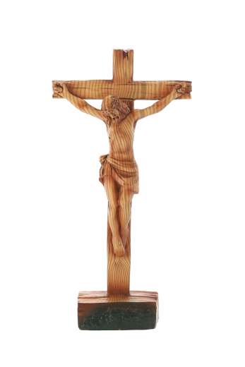 Stojící kříž s figurou Ježíše, polyresin, 11 × 4,8 × 21,5 cm