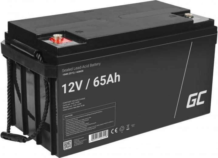 Akumulátor AGM VRLA 12 V 65 Ah GREEN CELL – bezúdržbová baterie pro sekačky, skútry, lodě a invalidní vozíky