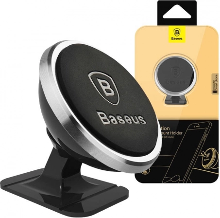 Baseus magnetický držák do auta na telefon, 360° otočný, stříbrný