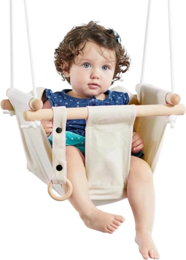 2Kids Toys dětská textilní houpačka ze 100% bavlny – Béžová