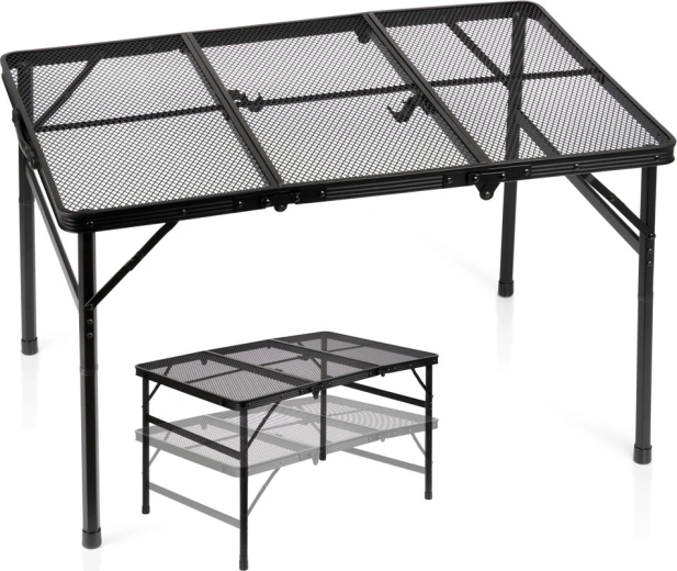 Vilde skládací turistický stůl 2v1 s nastavitelnou výškou 90 × 60 cm černý