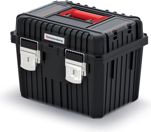 Kufr na nářadí s kovovými zámky HEAVY 445 × 360 × 337 mm, černý