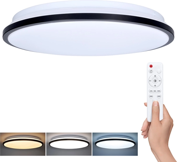 Solight LED stropní a nástěnné svítidlo Jamil s dálkovým ovladačem, 48 W, 3360 lm, 40 cm, CCT, stmívatelné