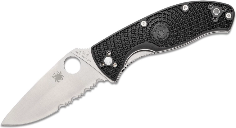 Zavírací nůž Spyderco Tenacious Lightweight, částečně zoubkovaná čepel 8,6 cm, černý FRN