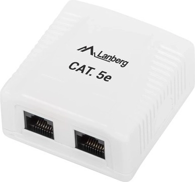 Nástěnná síťová zásuvka 2x RJ45 Kat.5E bílá