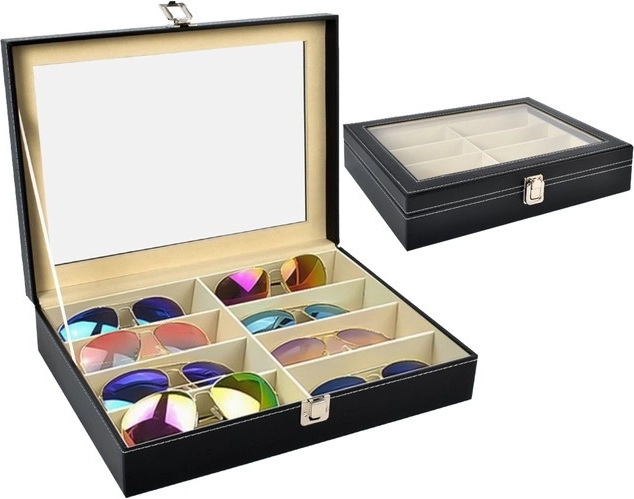 Organizer na brýle se skleněným víkem, 8 přihrádek SOULIMA