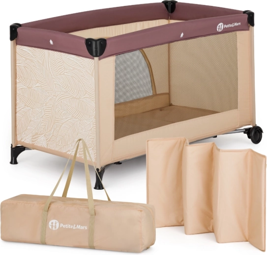 PETITE&MARS cestovní postýlka Nyja urban jungle sand