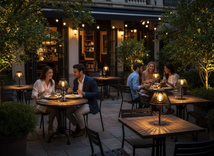 Přenosná stolní lampa pro venkovní stolování