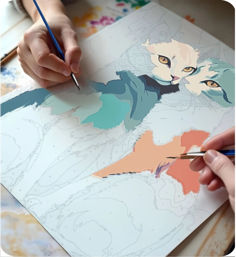 Motiv koček plný barev a radosti