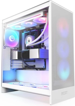 NZXT H7 Flow RGB bílá PC skříň (mid‑tower, 2024)
