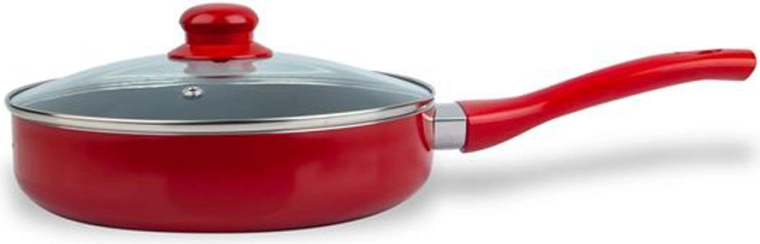 Hluboká pánev s poklicí KITCHISIMO Rosso 24 cm s nepřilnavým povrchem
