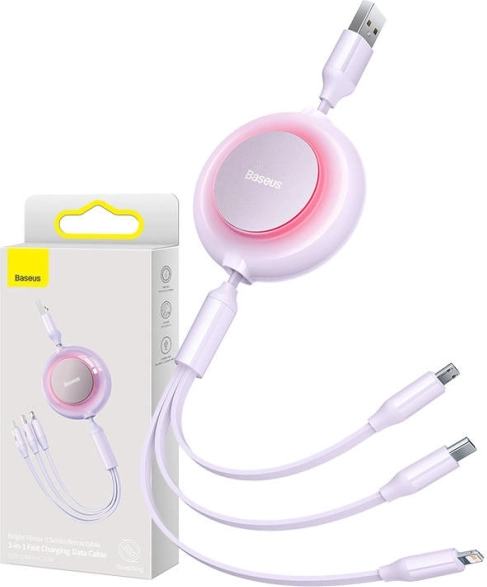 Baseus Bright Mirror II Series zatahovací 3v1 rychlonabíjecí kabel