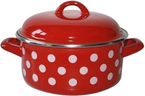 Smaltovaný kastrol s poklicí 24 cm PUNTÍK červený 4,8 l
