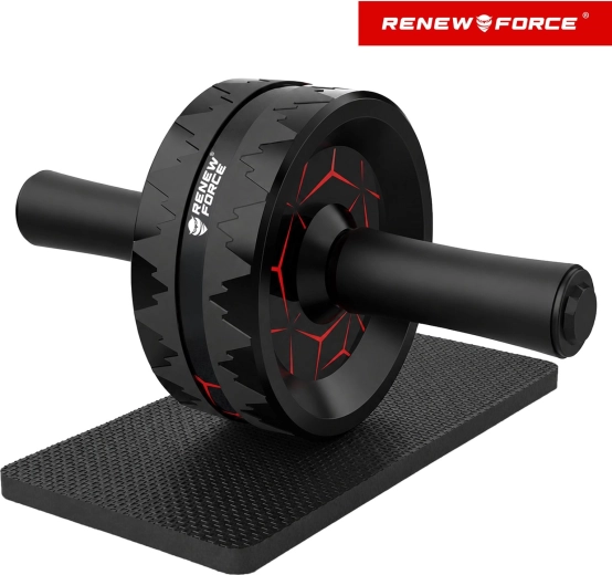 RENEW FORCE posilovací kolečko na břicho s dvojitým kolečkem a podložkou pod kolena