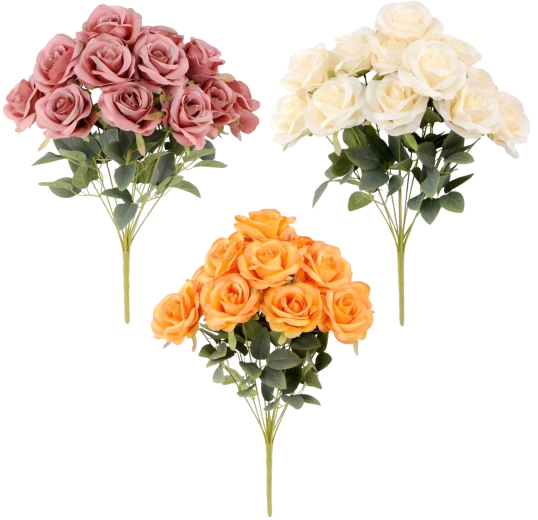 Umělá kytice růží (12 květů) 47 cm – mix barev