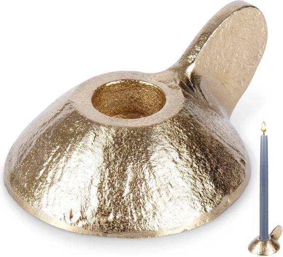 Zlatý hliníkový svícen na dlouhou svíčku Home Styling Collection
