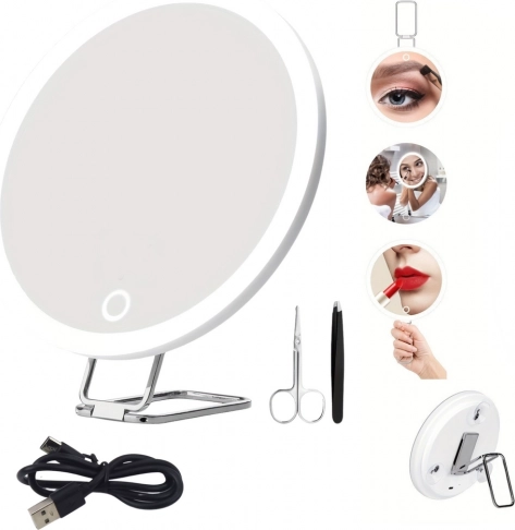Zvětšovací make-up zrcátko 30× s LED osvětlením a příslušenstvím